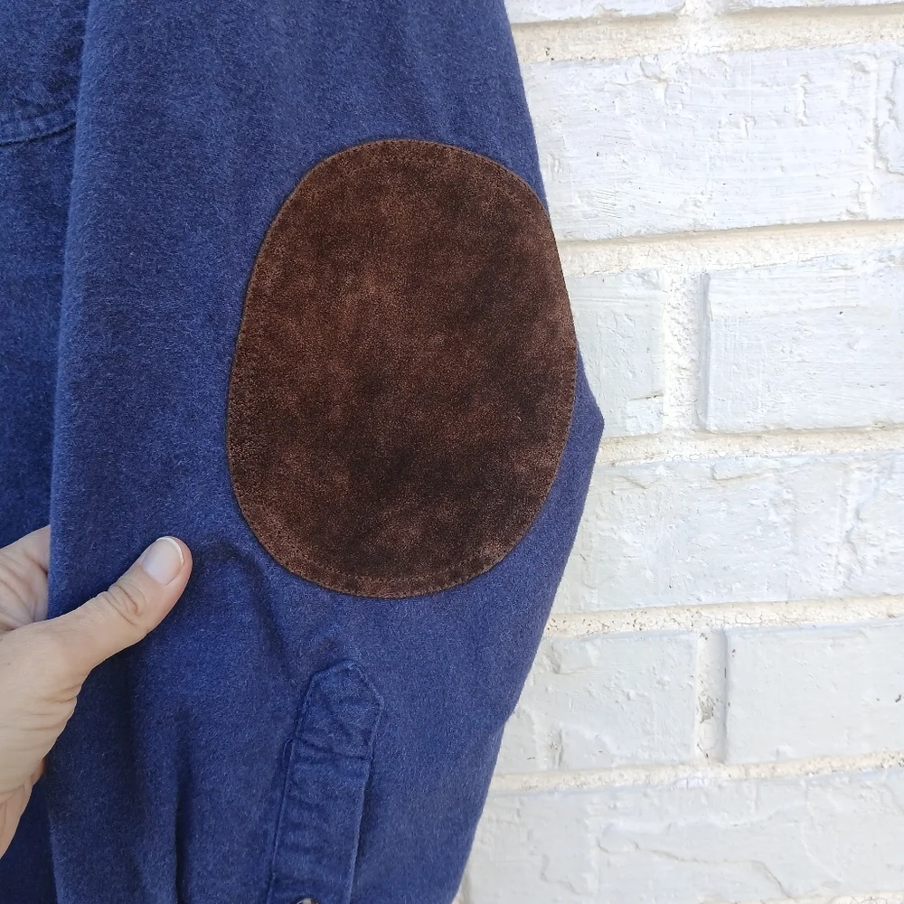 J. Crew Chamois Elbow Patch Shirt Navy Medium